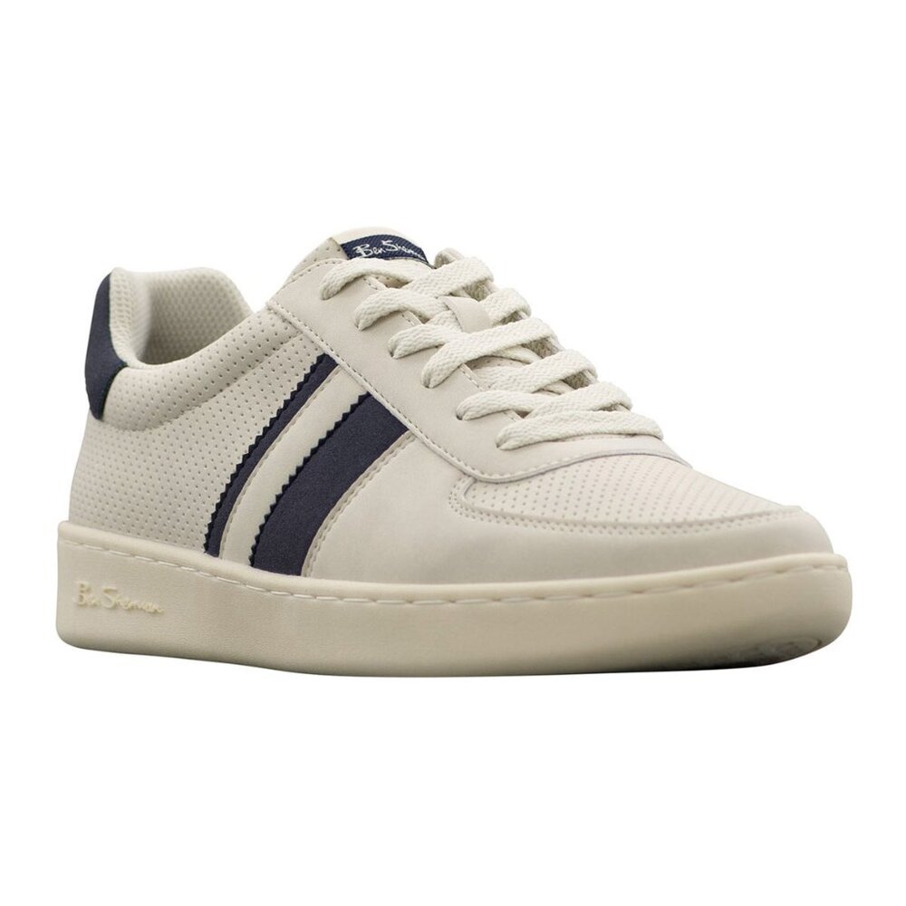 BEN SHERMAN Webber Light Tannish/Gray w/ Navy Stripes Lace-Up Sneakers – Mens 11
